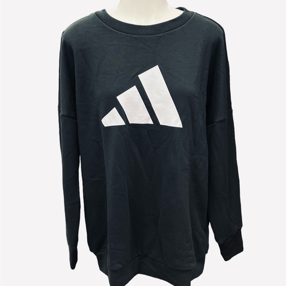 Adidas Women's Sportswear Three Bar Sweatshirt Black Long Sleeve Size S - Picture 6 of 11